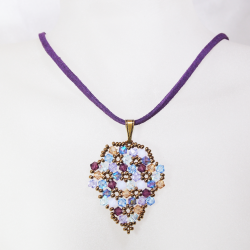 Pendant 65cm - Shea Grapes-Purple Suedine - Pendant 65cm - Laiton bronze